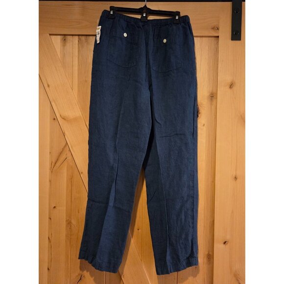 New! Y2K VTG Talbots Women M Irish Linen Pants Drawstring Elastic Waist Coastal - Picture 2 of 14